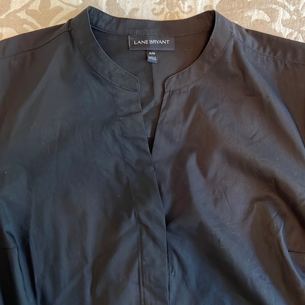 Wardrobe staple- Black Lane Bryant 14/16 blouse with hidden buttons.